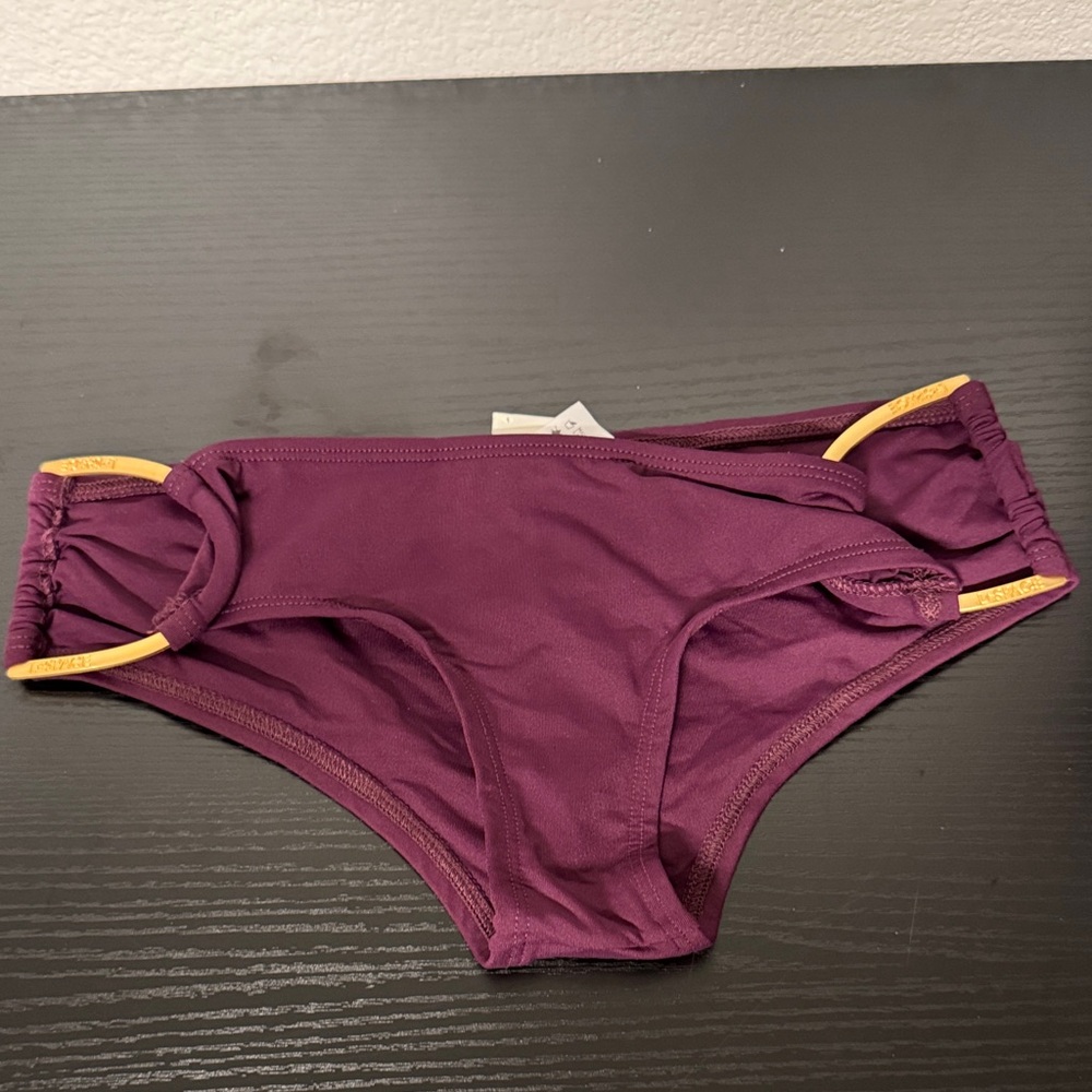 L*Space Maroon Bikini Bottom with Yellow Accents